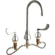 Chicago Faucets Lead-Free Sink Faucet, 5.25-Inch Gooseneck Spout, Wristblade Handles, 2.2 Gpm Aerator, Chrome