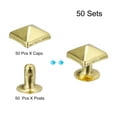 thumbnail image 3 of Unique Bargains 50 Ensembles Rivet Pointe 7mm Pyramide Rivet Rapide Clous Carrés Pointes Ton Or, 3 of 5