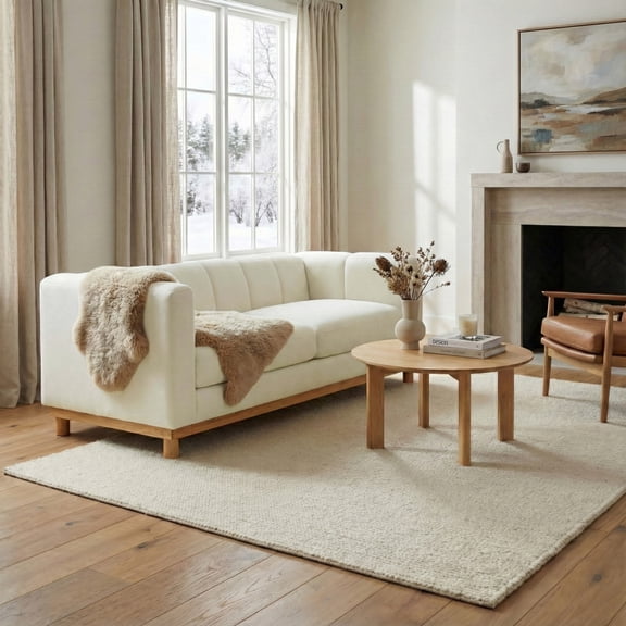 Christopher Knight Home 78.7" Chenille Loveseat Sofa, Modern Upholstered Couch with Square Arms, Beige