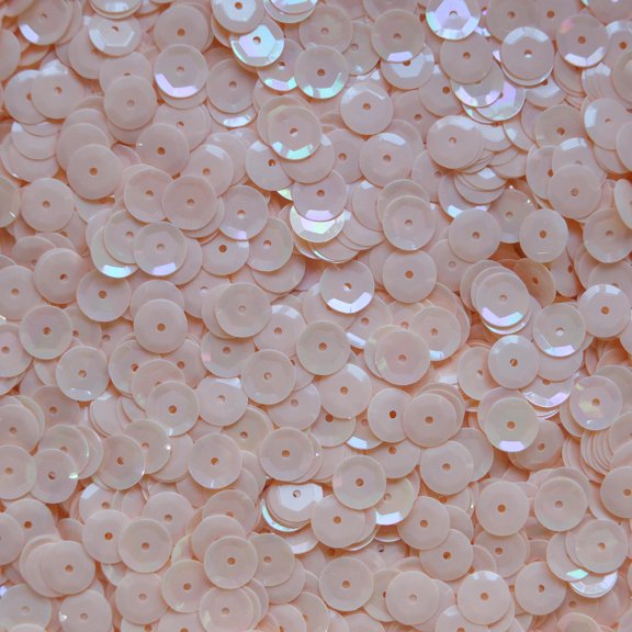 Apricot Pink Blush Cup Sequins 8mm Opaque Rainbow Iris Made in USA