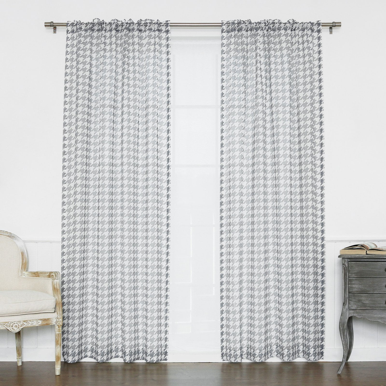 Best Home Fashion Sheer Houndstooth Curtains