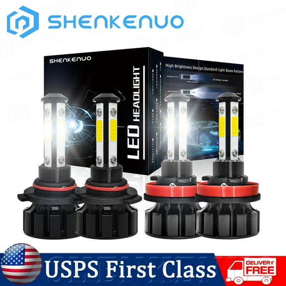 LED Headlight Kit 9005 High Beam   H11 Low Beam 4-Side Bulbs For Chevy Silverado 1500 2500 HD 3500 HD 2007-2019