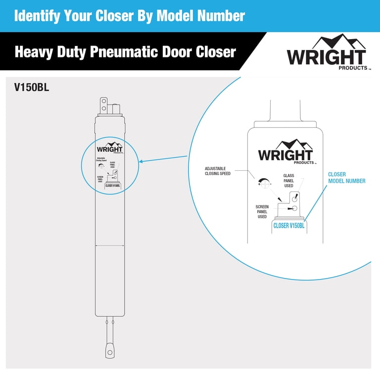 Wright Products Heavy-Duty Pneumatic Door Closer, Black photo 7