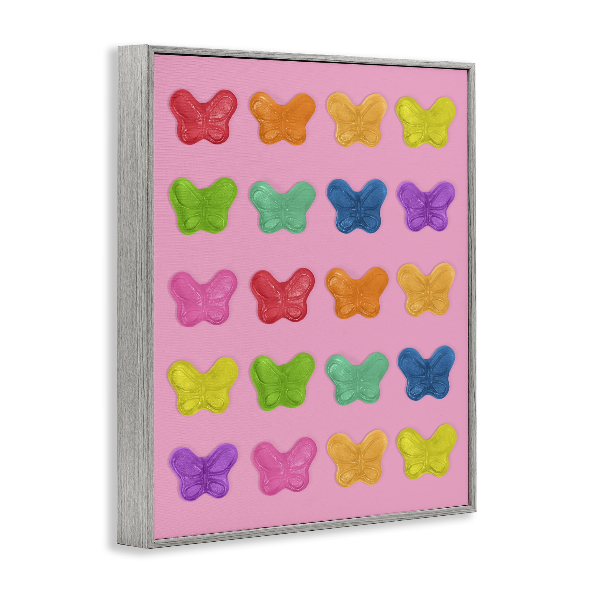 Stupell Industries Colorful Butterflies on Pink Gray Framed Giclee Art, design by LISH Creative