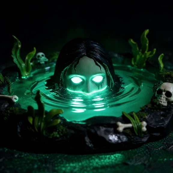 Halloween Decor Resin Glowing Ghost Girl Figurine 1 Pack Spooky Haunted Swamp Statue for Indoor Outdoor Halloween Party Haunted House Tabletop Centerpiece Holiday Horror Decorative Ornament Gift