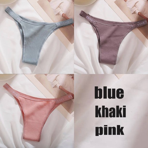 FineToo 3 Unids/Set De Tangas de Algodón para Mujer de Color Sólidopangjing