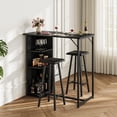 thumbnail image 1 of QinaQin 3-Piece Small Bar Table and Chairs Set with 3 Storage Shelves, Retro Kitchen Dining Set for 2, 1 of 9
