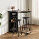 thumbnail image 1 of Yeshouse Juego de mesa y sillas de bar pequeñas de 3 piezas con 3 estantes de almacenamiento, mesa de comedor de cocina retro para 2 personas, muebles de apartamento que ahorran espacio con taburetes, 1 of 9