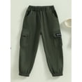 thumbnail image 2 of Coduop Kids Boys Girls Cargo Pants,Casual Elastic Waist Flap Pocket Joggers Sweatpants Long Trouser, 2 of 9