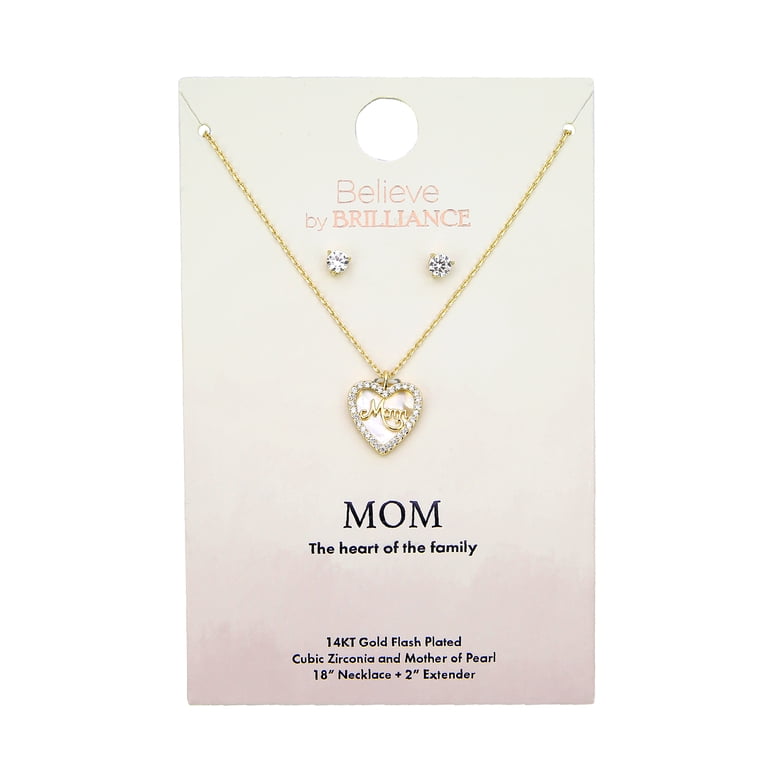 Believe by Brilliance Mother of Pearl Heart Necklace Set photo 2