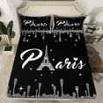 thumbnail image 2 of jejeloiu 3D Eiffel Tower Twin Sheet Sets,Romantic Paris Twin Fitted Sheet,Gray Black Flat Sheet For Men Women,Microfiber Bedroom Decor,3pcs, 2 of 7
