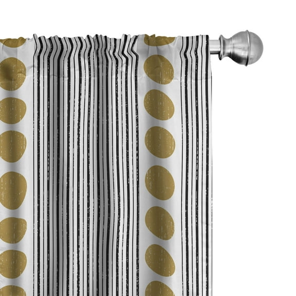 Ambesonne Geometric Curtains, Circles Grunge Effect, Pair of 28"x95", Brown Black White