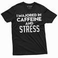 thumbnail image 3 of funny graduation T-shirt I majored in stress and caffeine High school College graduation Tee (Medium Navy Blue), 3 of 7