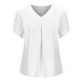 thumbnail image 6 of Admvng Short Sleeve Shirts For Women Casual V-Neck Short Sleeve Cute Solid Summer Loose Blouses Tops S-2XL, 6 of 8