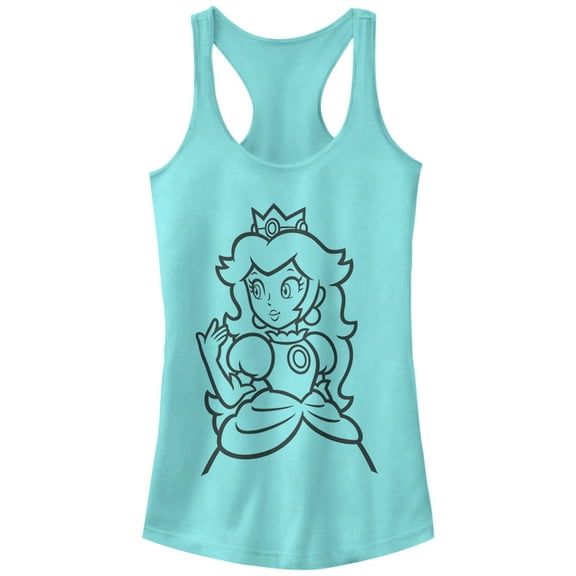 Junior's Nintendo Mario Princess Peach Racerback Tank Top Cancun Large