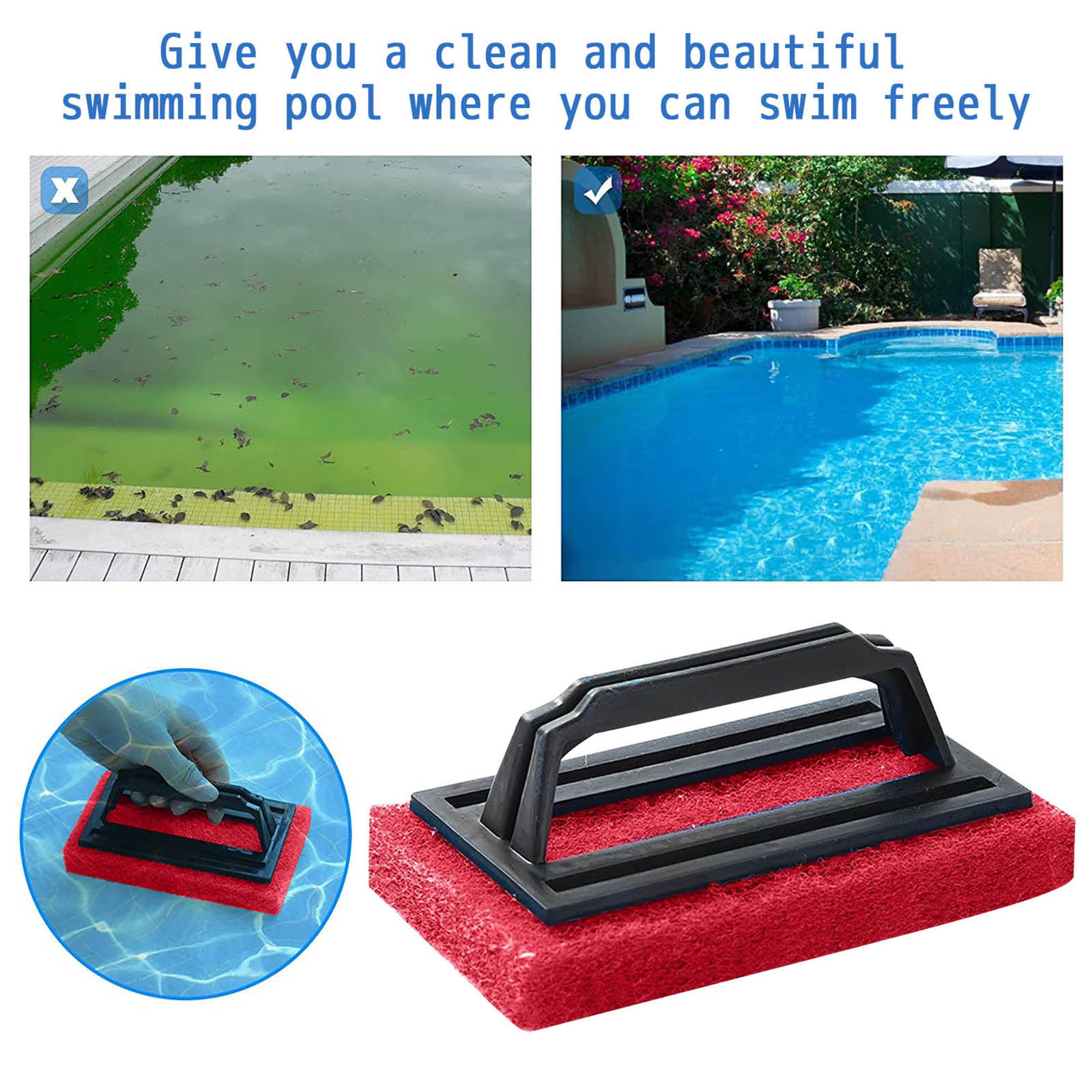 3pcs Pool Scrubber with Handle, Sponge Heavy Duty Cleaning Hand-Held  Swimming Pool Brush with Scrubber Replacement Pads Sponge Scrub Brush for  Shower Pool, Bathtubs, Bathroom Tiles - Yahoo Shopping