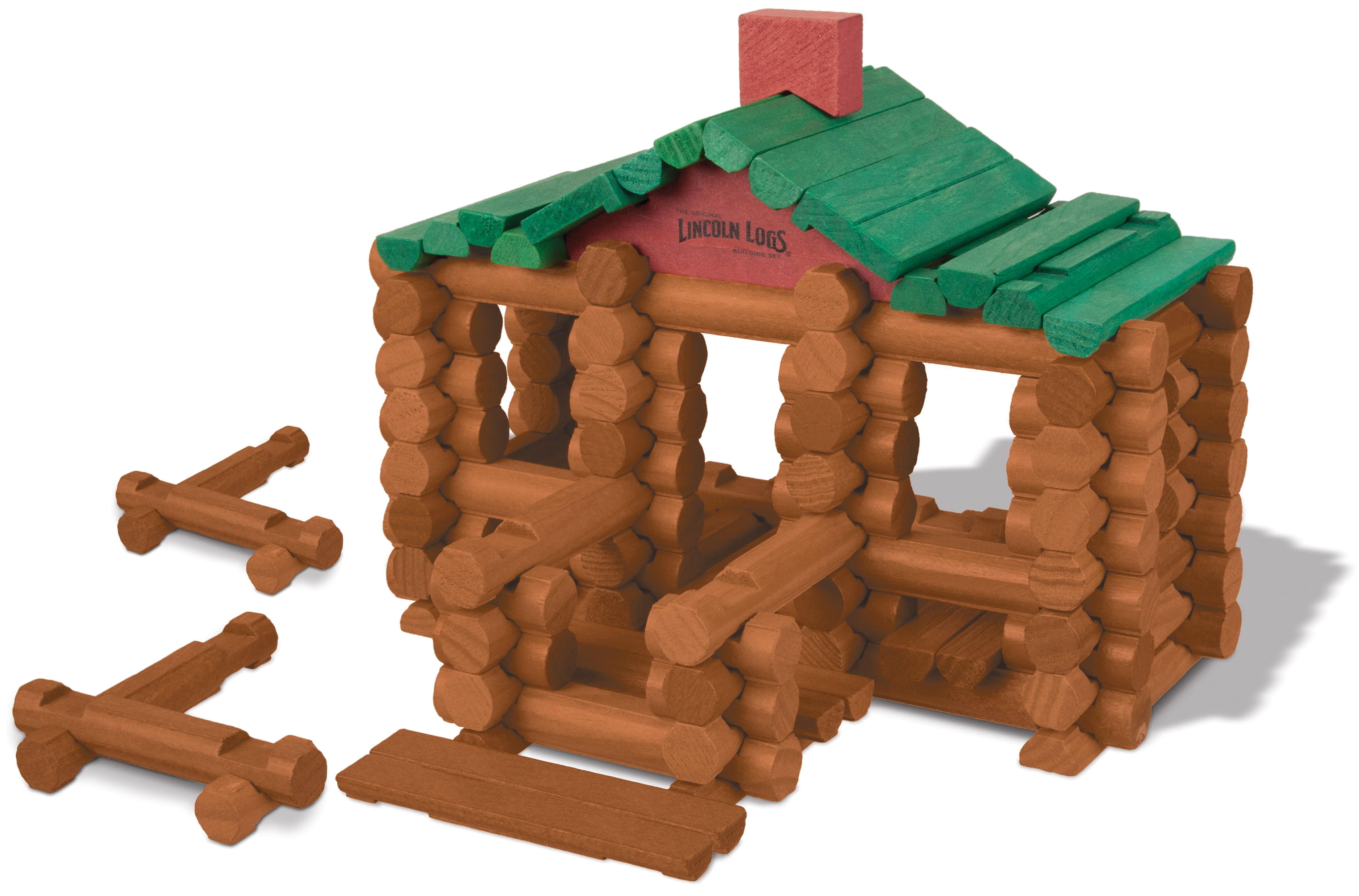 Lincoln Logs 100th Anniversary Tin 111 Pieces-Real Wood Logs Retro Building Set 