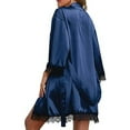thumbnail image 3 of Ciana Women's 4 Piece Lace Satin Pajama Lingerie Set w/Bra, Panties, Robe, Shorts (Deep Blue, Extra Large), 3 of 5