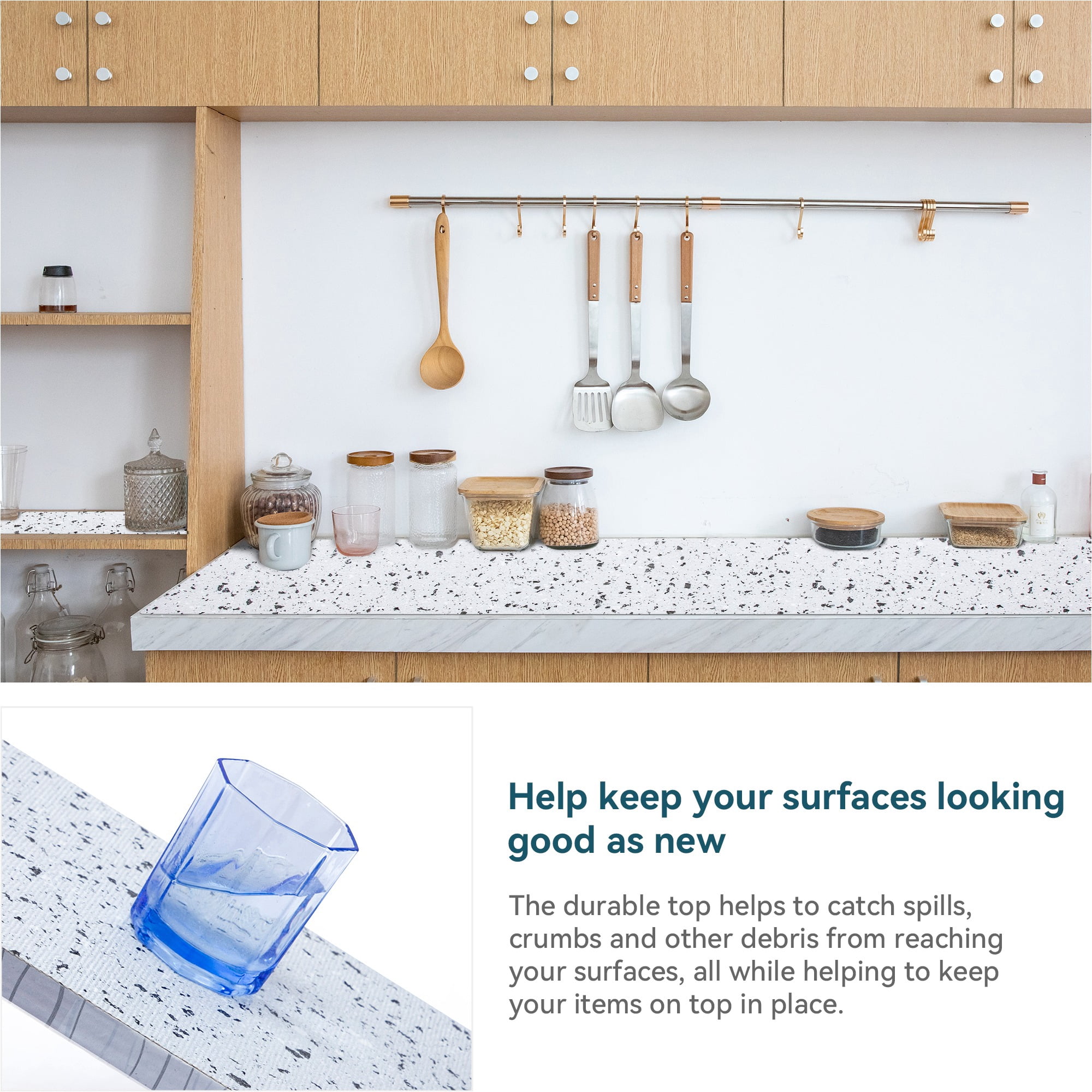 RAY STAR White Shelf Cabinet Liner, 18inx4FT Drawer Liners Non-Adhesive Non Slip Shelving Liner for Kitchen Cabinets