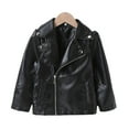 thumbnail image 2 of Godderr Kids Toddler Girls Leather Jacket Coats, Fall Winter Short Style Zipper Lapel Leather Outerwear With Pocket Baby Toddler Girls Faux Leather Moto Jacket, Sizes 2-6T, 2 of 6