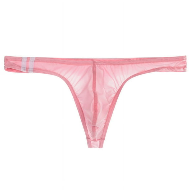 Tanga transparente de seda de hielo para hombre, ropa interior fina de cintura baja, sexy, con forma de U, pantalones cortos transpirables de verano para jóvenes