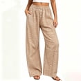thumbnail image 5 of Lmnyox High Waist Pants for Women Wide Leg Lightweight Plaid Lounge Trousers Summer Travel Pants with Pockets, 5 of 8