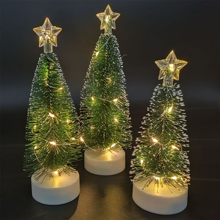 

NUZYZ 1 Set Handmade Mini Christmas Tree Vivid Plastic LED Realistic Delicate Christmas Tree Model for Home