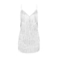 thumbnail image 4 of SMihono Robe d'Été pour Femmes Grande Taille Mode Femmes Sexy Col en V Couleur Unie Robe Sans Manches à Franges Jupe Courte, 4 of 8