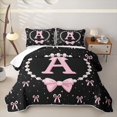 thumbnail image 2 of meiyoeat Bowknot Letter Print A Quilt Full For Girls,Girly Pink Bow Full Bedspread Sets For Kids,3-Piece, 2 of 7