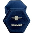 thumbnail image 1 of Velvet Treasures Engagement Ring Box, Double Slots Vintage Hexagon Wedding Jewelry Box for Ceremony, Display & Storage, Navy Blue, 1 of 2