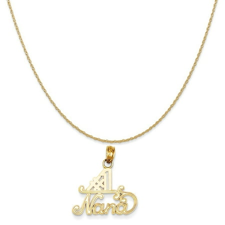 14k Yellow Gold #1 Nana Charm on a 14K Yellow Gold Rope Chain Necklace, 18"