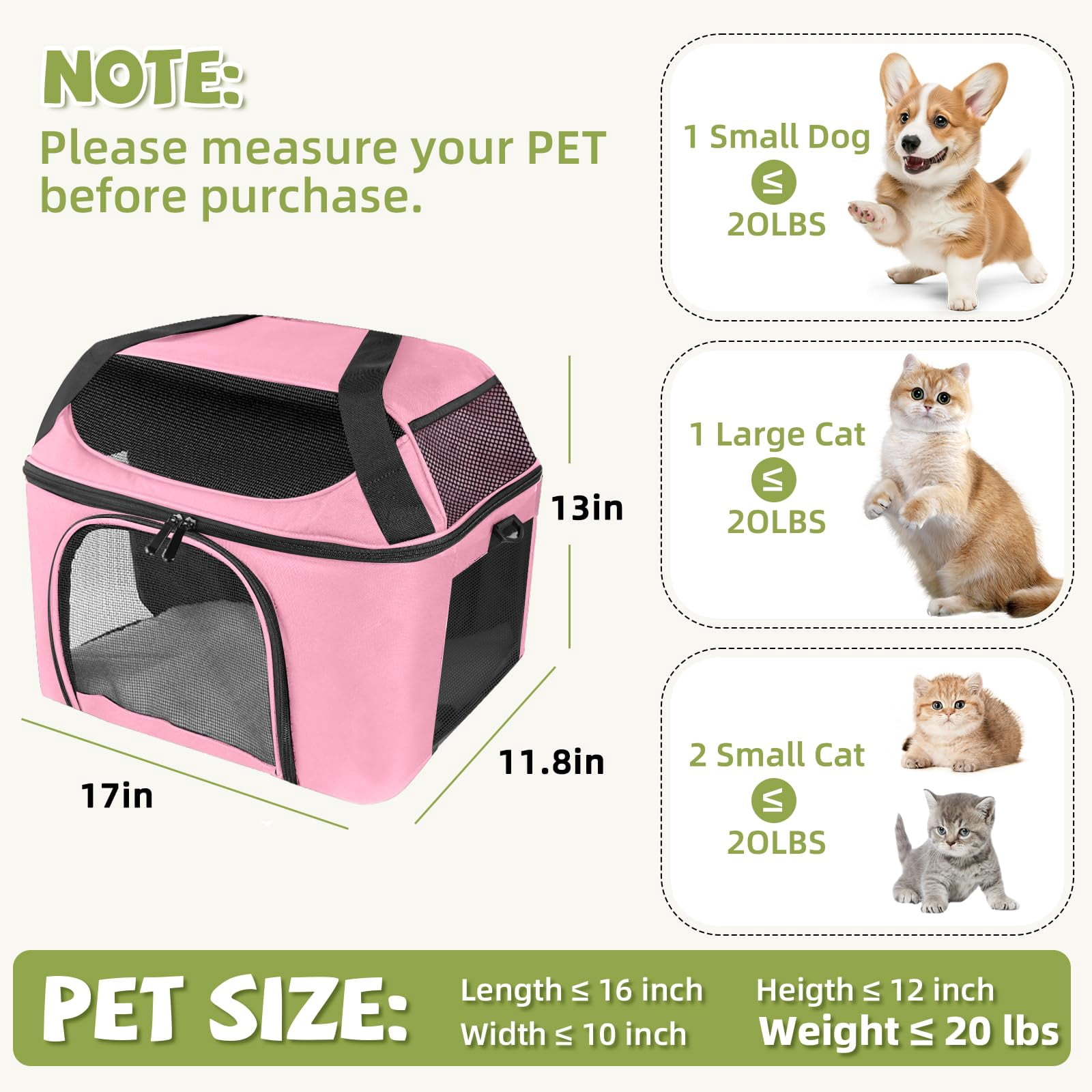 Premium Cat Carrier for Pets Up to 20 Lbs, Cat Travel Bag Soft-Sided Backpack Pet Carriers with Padded Shoulder Strap, Dog Carrier for Small Dogs Puppy Carry Airline Approved
