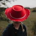 thumbnail image 4 of Sombrero de vaquero de estilo occidental con cordón, sombrero de , sombrero de sol para hombres y mujeres para festivales de música, conci Rojo Hugo Sombrero de vaquero, 4 of 8