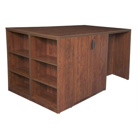 Regency Legacy Stand Up 2 Storage Cabinet/ 2 Desk Quad with Bookcase End- Cherry