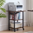 thumbnail image 7 of Leyaoyao 3-Tier Mobile Printer Stand, Rolling Cart with Power Outlets and USB Ports, Home Printer Stand with Wheels for Home, Office, Brown, 7 of 7