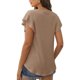 thumbnail image 3 of Blusa De Manga Corta Con Volantes Moda Casual Elegante Cuello Redondo Volantes Manga Corta Camiseta De Verano Caqui S, 3 of 5