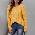 thumbnail image 5 of Htigea Womens Hooded Sweaters Cable Knit Long Sleeve Hoodies Oversized Casual Pullover Tops Solid Sweater Yellow L, 5 of 8