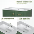 thumbnail image 6 of 30" bathroom vanity with sink, Bathroom Vanities 30 Inch with Top, Single Sink Bathroom Vanity with 3 Drawers and 1 Soft Closing Door, 30 Restroom Vanity with Cuntertop Sink (Green), 6 of 11