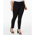 thumbnail image 2 of I.N.C Womens Satin Stripe Casual Trouser Pants, Black, Plus Size, 14W, 2 of 3