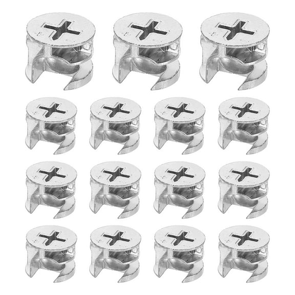 Furniture Cam Lock Fasteners 15 x 12mm, 15Pack Cam Lock Nut Connectors Fittings, Joint Connector Locking Nuts, Silver