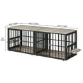 thumbnail image 2 of Dextrus 88.6" 4-in-1 Large Double Dog Crate Furniture,Heavy-Duty Wooden Dog Kennel with 360° Swivel Bowls & 3 Doors,Dog Crate Furniture TV Stand for 2 Medium/Large Dogs,Gray, 2 of 7