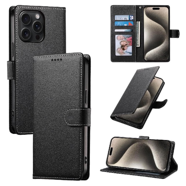 Funda para FOXDOCK iPhone 15 Pro – Cuero Premium, 3 ranuras para tarjetas, Protección contra impactos