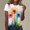 Hot Pink, variant on Yuhangmm Womens T Shirts, Women's T-Shirts - Stylish AB Print Round Neck Short Sleeve Top for Everyday Comfort and Casual Dark Blue S