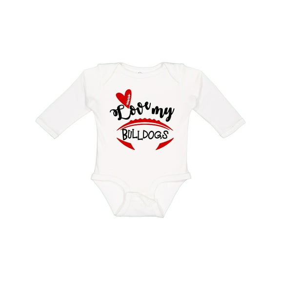 Inktastic Love My Bulldogs Football Boys or Girls Long Sleeve Baby Bodysuit