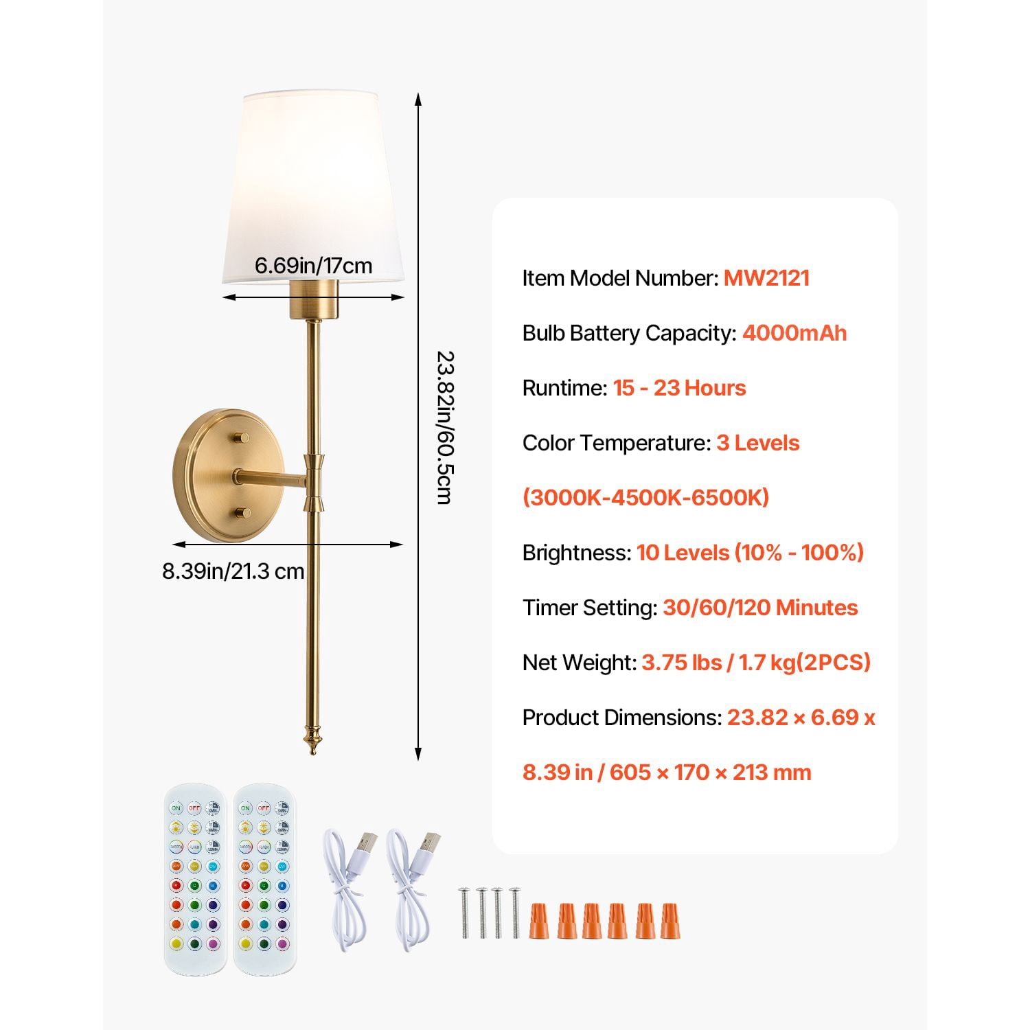Rechargeable Wall Sconce Set of 2 4000mAh 12 RGB Colors 471 Lumens for Bedroom Living Room