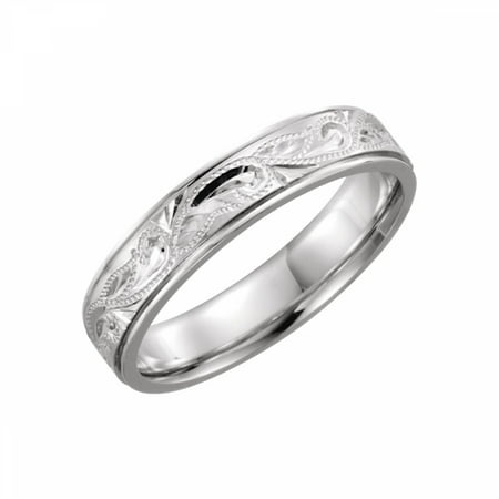 Platinum Hand Engraved Band - Platinum 5mm Hand-Engraved Band Size 7 51326 / Platinum / 7 / Duo Hand Engraved Wedding Band