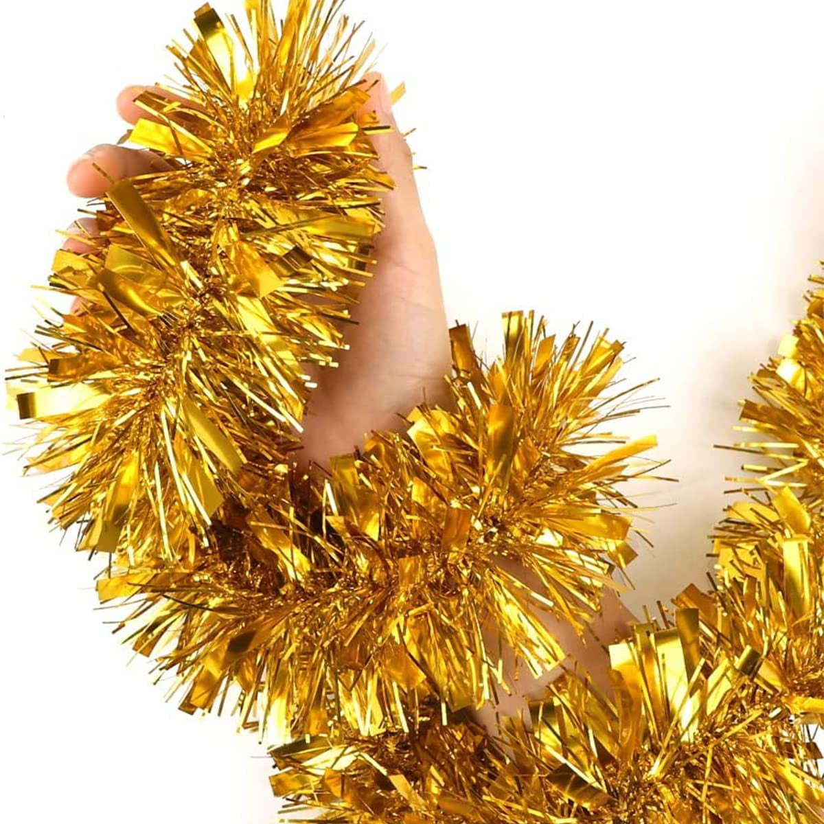 Golden Christmas Tinsel Garland 3 Pack of Metallic Tinsel Twist