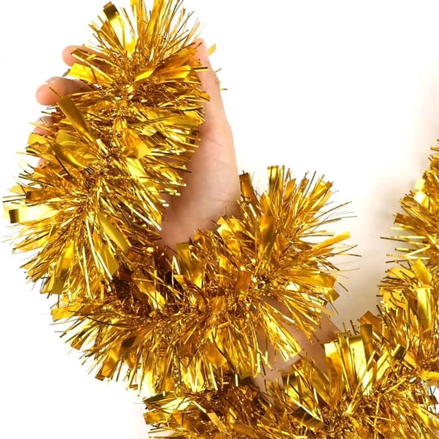 EcoNesxp Birthday and Party Hanging Decorations Each size is 100% Gold Christmas Tinsel Garland Pack Metallic Tinsel Twisted Garland 1/8 Inch Width 4 Inch Width Wedding