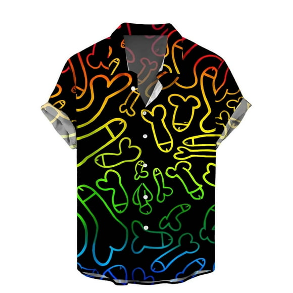 2025 Men Shirts Men's Seaside Beach Shirt Mesh Sleeve Shirt Fun Print Short Sleeve Mens Suit Romper Shirt Neck Long Sleeve Mens Pajama Shirts Short Sleeve