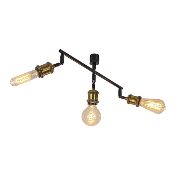 FSLiving Adjusted Titl Angle Swiveling J-Type Track Lighting Retro Vintage Brass E26 Base Track Light Fixture for Gallery Loft Aisle Living Room Kitchen Bulb and Track Not Included